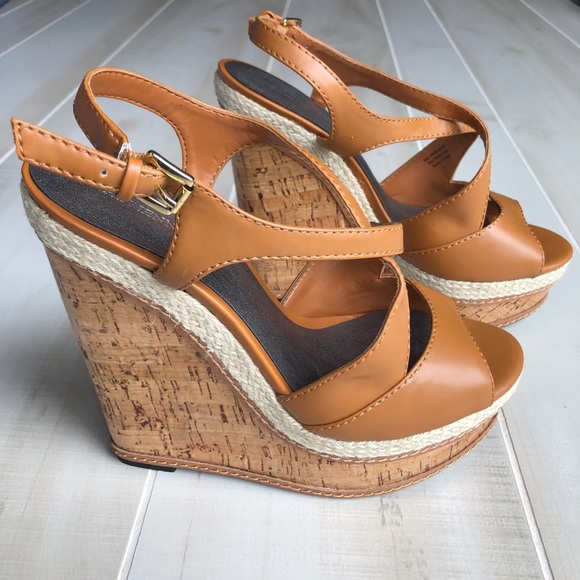 Adrienne Maloof Shoes - NWOT Adrienne Maloof Caramel Cork Wedges